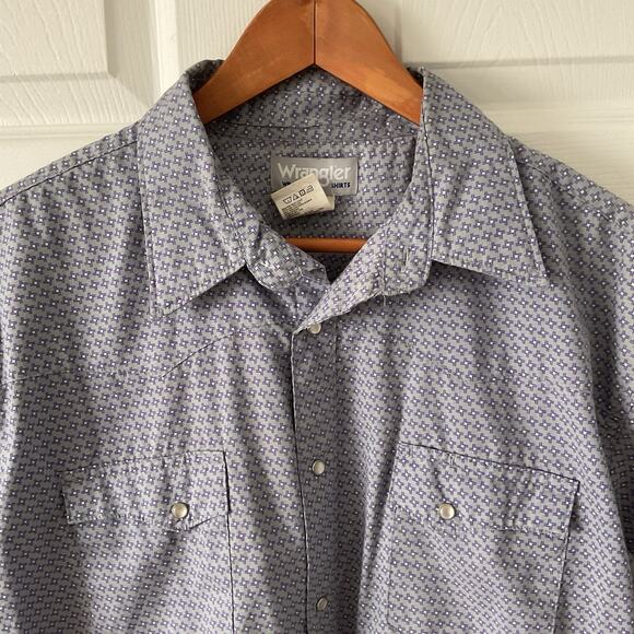 Wrangler Western Shirt Men’s XL Gray Short Sleeve Pearl Snap Wrancher - Picture 2 of 4